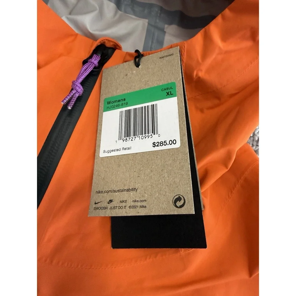 Nike ACG Morpho Storm-FIT ADV Rain Jacket Orange HJ0246-819 Womens Size XL NEW